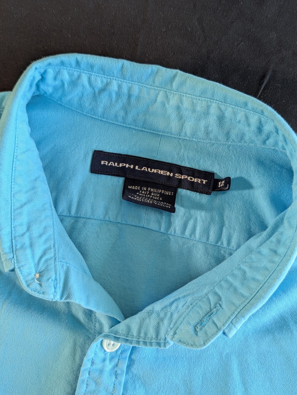 Ralph Lauren Sport Women's Bright Turquoise Button-Down Shirt Size 12